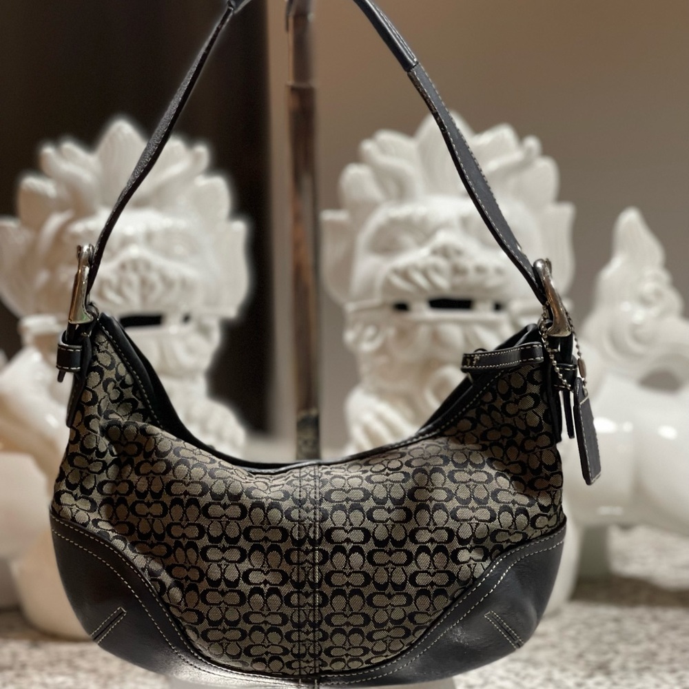 Coach Canvas Logo Saddle Shoulder Bag